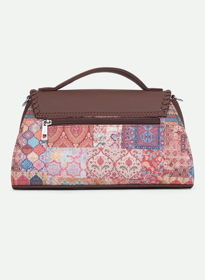 ZOUK Saisha Sling Bag for Women - Vegan Leather with Whip-Stitch Detailing & Detachable Silver | Water-Resistant Stylish Purse | Kutch Gamthi - Image 5